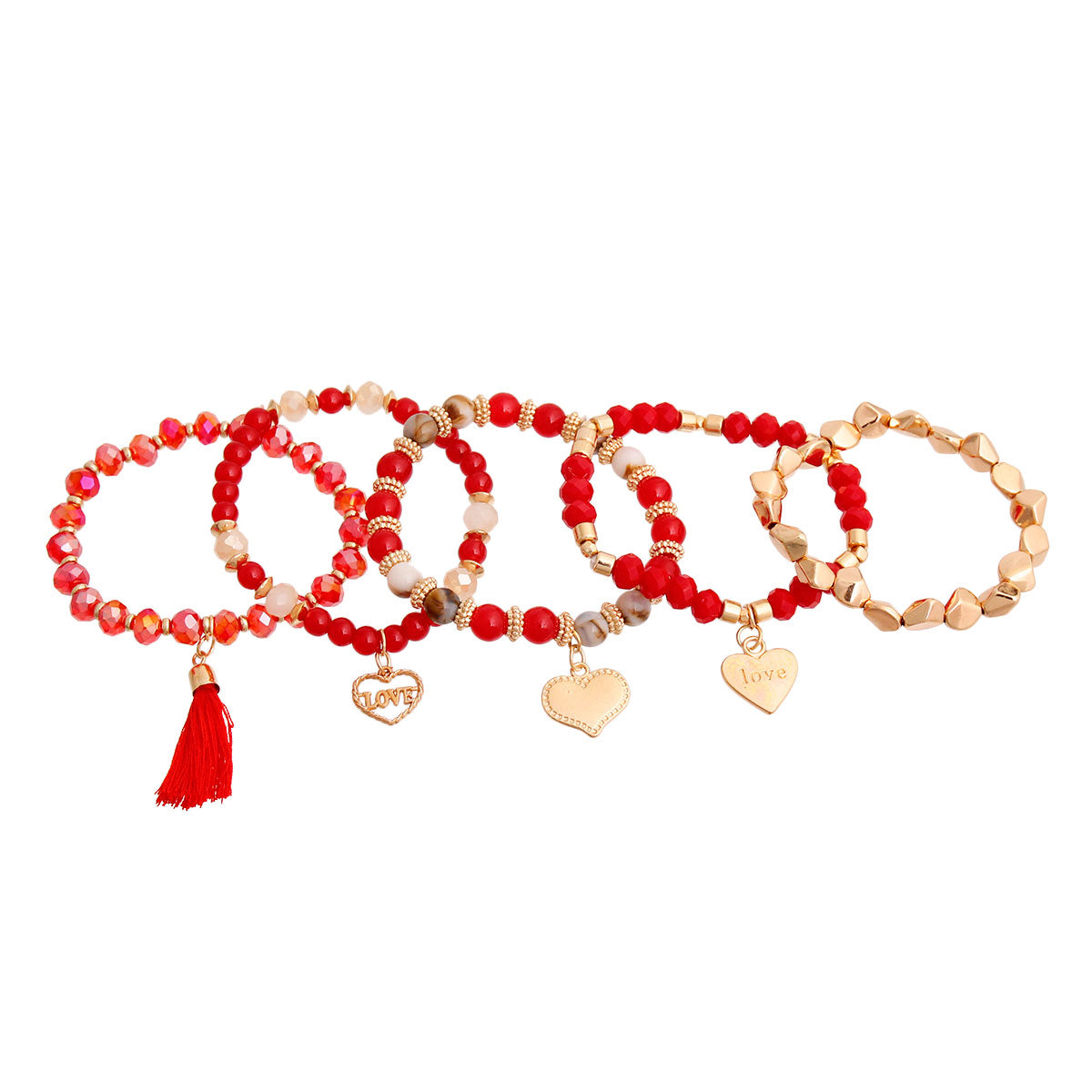 Red Heart Charm Tassel Bracelets
