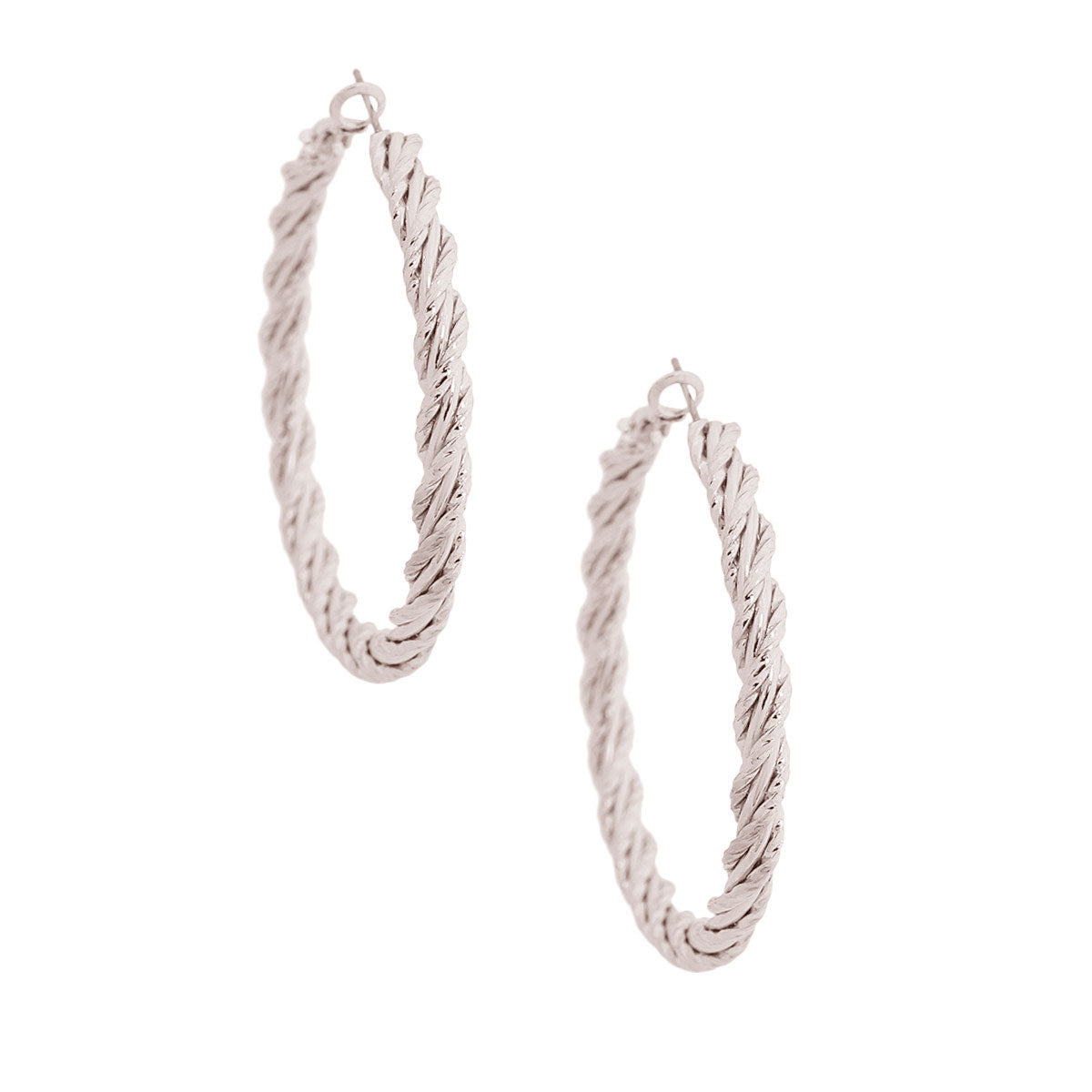 Silver Twisted Rope Hoops