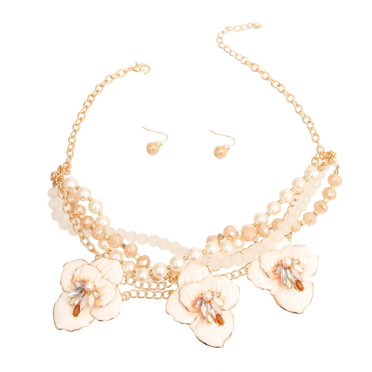 Cream Metal Flower Bead Set