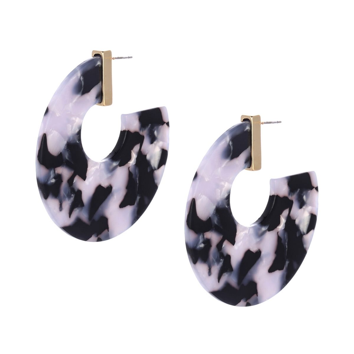 Black and White Marble Acrylic Hoops
