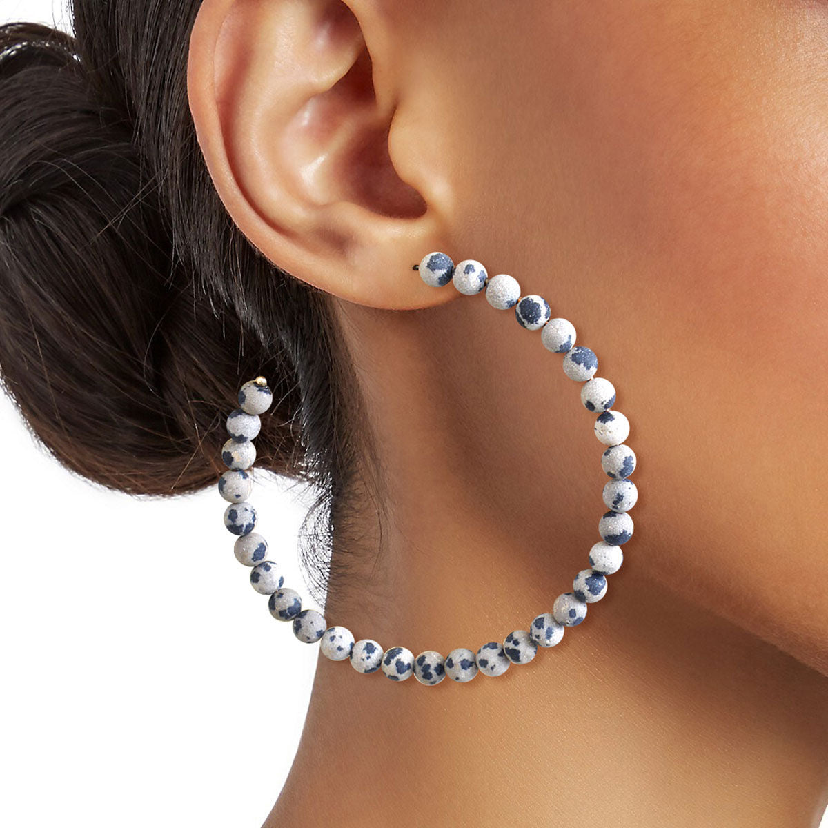 55mm Black Gray Stone Hoops