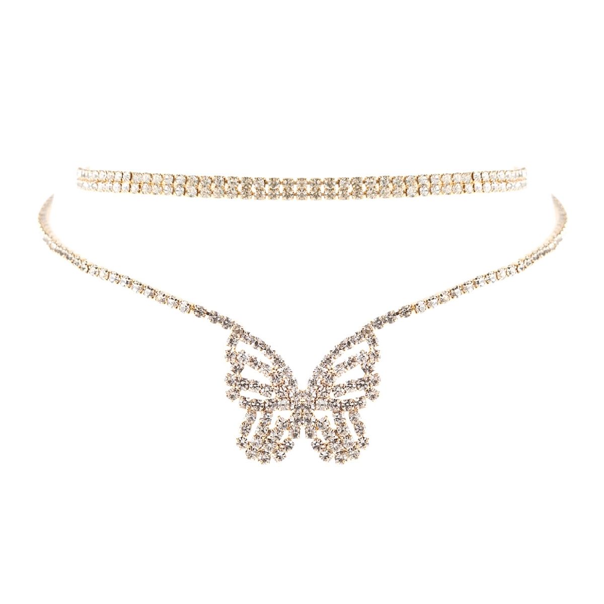 Gold Bling 2 Pcs Butterfly Collar Set