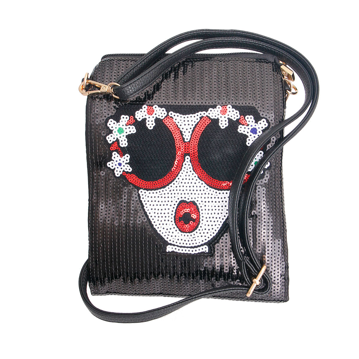 Black Sequin Face Crossbody