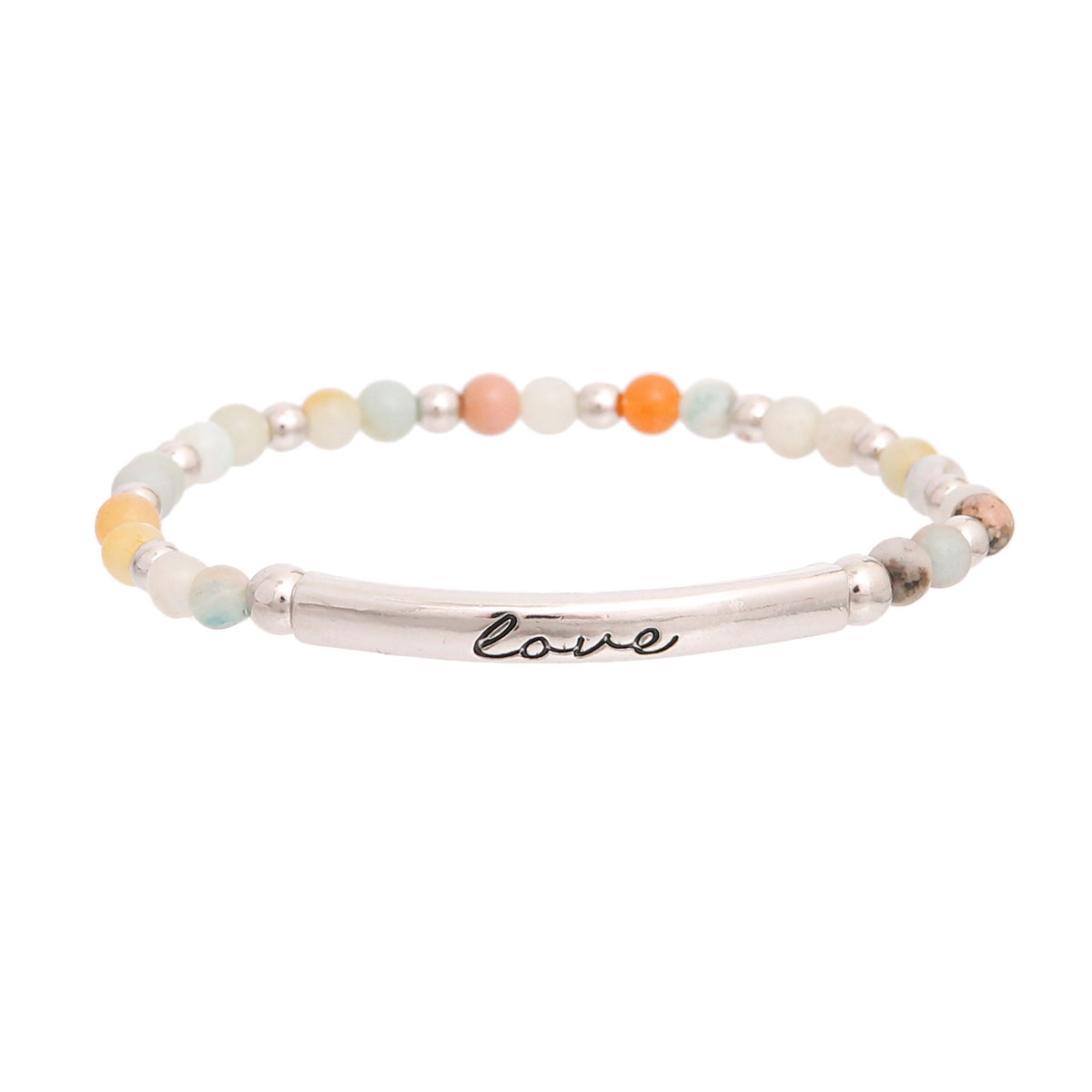 Silver Love Script Bead Bracelet
