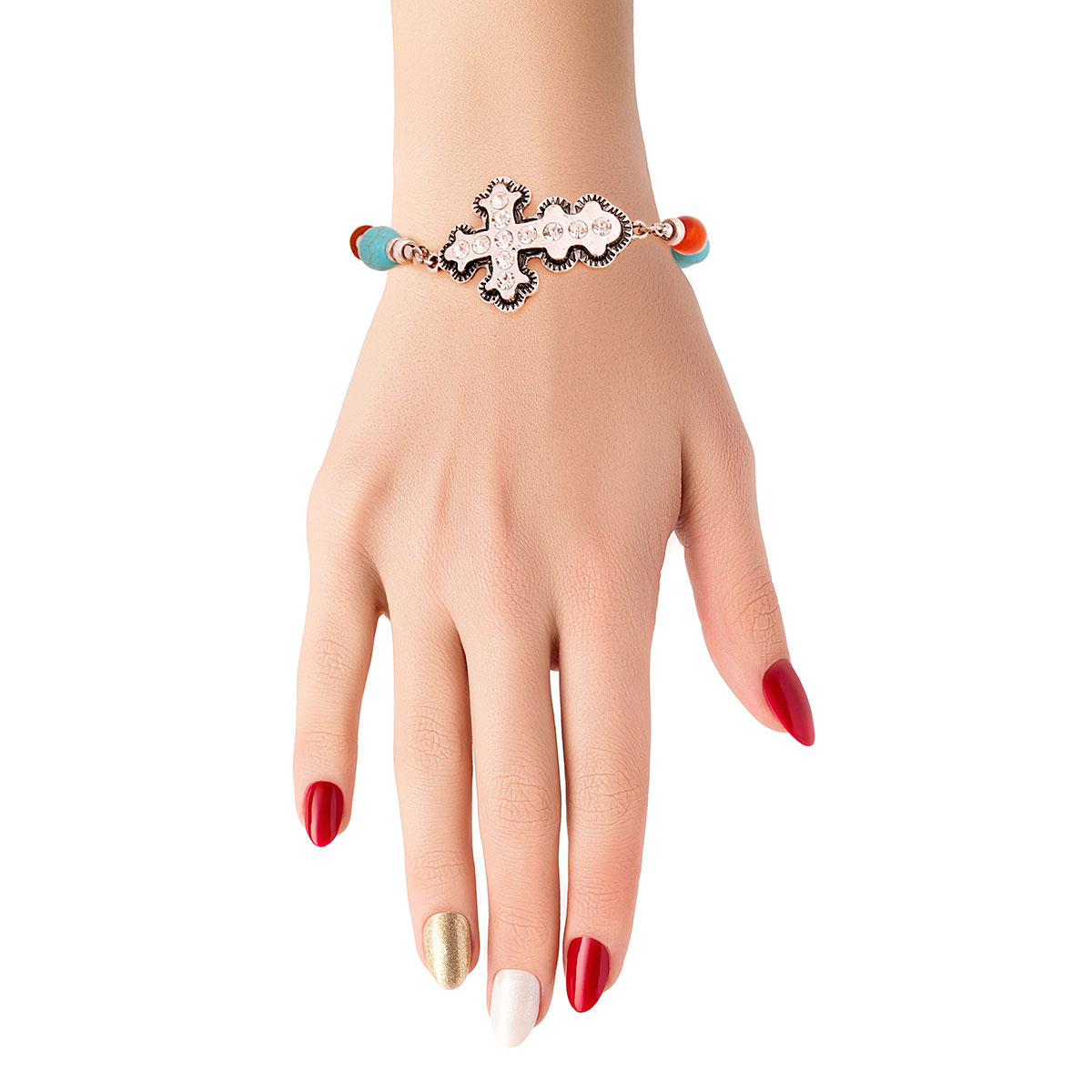 Mixed Bead Cross Bracelet