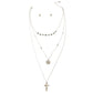 Gray Cross and Coin Necklace Set