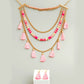 Pink Yarn Tassel Necklace Set
