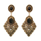 Burnished Gold Black Drop Earrings
