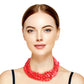 Red Flat Bead Necklace Set