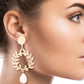 Leaf and Pearl Drop Earrings