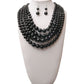 Midnight Black 5 Strand Graduated Pearl Necklace
