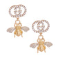 Gold Designer Logo Bee Earrings.