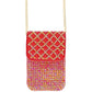 Red Quilted Rhinestone Cellphone Bag