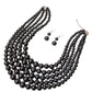 Midnight Black 5 Strand Graduated Pearl Necklace
