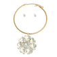 Gold Crystal Heart Flower Necklace