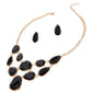 Black Short Necklace Irregular Resin Teardrop inset