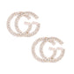 Gold Pave Designer G Logo Studs
