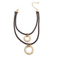 Dark Brown Leather Ring Necklace