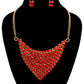 Red Bead Scarf Necklace Set