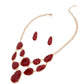 Burgundy Short Necklace Irregular Resin Teardrop inset