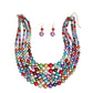 Pearl Necklace Dark Multicolor 5 Strand Set Women