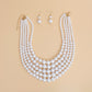 Pearl Necklace White 5 Strand Gold Necklace Set