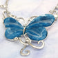 Pendant Marbled Blue and Silver Butterfly Necklace