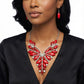 Bib Regal Tribal Red Cracked Marquise Necklace
