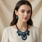 Necklace Blue Glitter Oval Swirled Set for Women