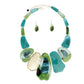 Bib Marbled Green Link Necklace for Women