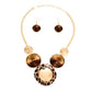 Collar Brown Gradient Leopard Gold Disc Necklace