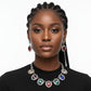 Collar Silver Filigree Multicolor Crystal Necklace