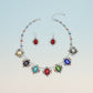 Collar Silver Filigree Multicolor Crystal Necklace