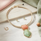 AKA Pink Green Dimensional Leather Necklace