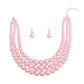 Pearl Necklace Pretty in Pink 3 Strand Set Women