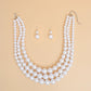 Pearl Necklace White 3 Strand Set for Women