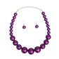Pearl Purple Graduated Single Strand Necklace Set