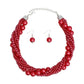 Choker Twisted Red Pearl 7 Strand Necklace