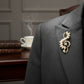 Brooch Gold Treble Clef Cream Marquise Stone Pin