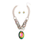 Pink and Green Oval Crystal Chain Set
