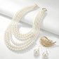 Cream Pearl Detachable Feather Brooch Necklace