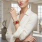Multicolor Glass and Cracked Bead Woven Bracelet