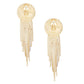 Clip On Red Pearl Dome Stone Fringe Earrings