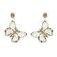 Dangle XL Pink Green Glam Butterfly Post Earrings