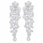 Clip On Silver Pearl Cluster Long Earrings Women
