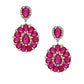 Clip On Brilliant Fuchsia Teardrop Crystal Earrings
