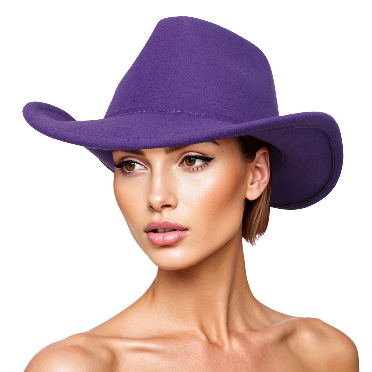 Cowboy Hat Purple Pinched Cowgirl Fashion Hat