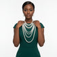 Long Cream Pearl 8 Strand Layered Classic Necklace