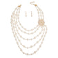 Timeless Grace: Cream Pearl Brooch Necklace Set
