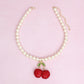 Pendant Cream Pearl Chunky Cherry Red Necklace